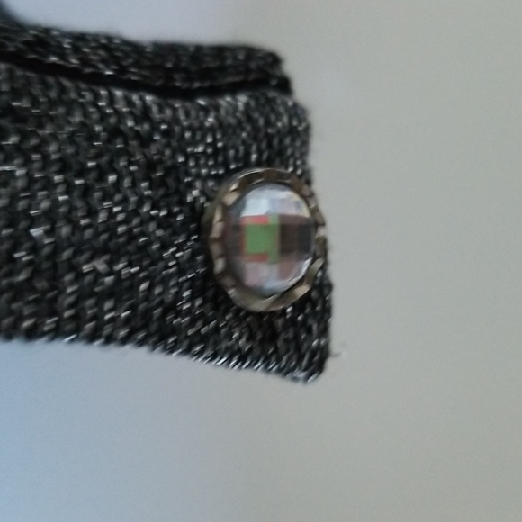 Iris Singer Collection Metallic Cardigan Crystal Buttons Size L - Picture 8 of 11